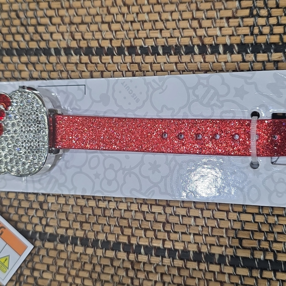 Hello Kitty Red Glitter & Rhinestone LED Watch - Picture 3 of 7